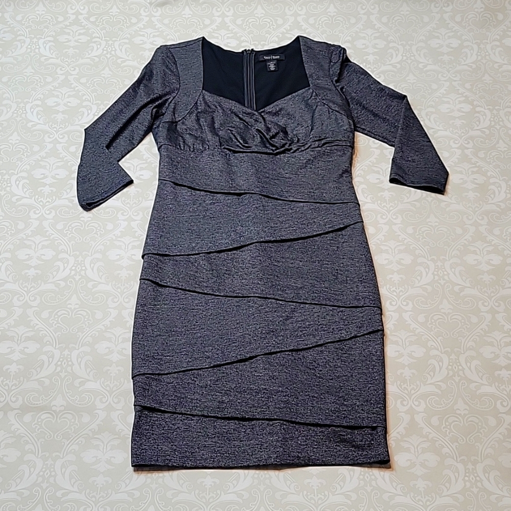 Slimming Gray/Black Sheath Dress, White House Black Market